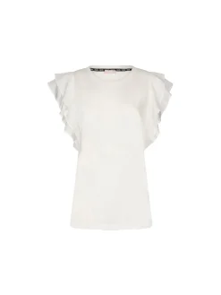 T- shirt con maniche con rouches bianco