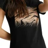 T- shirt manica corta con strass zebrato nero