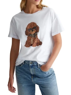 T- shirt manica corta fluffy dog bianco