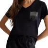 T- shirt manica corta stud&strass nero