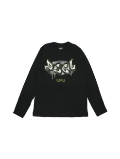 T- shirt manica lunga stampa jersey nero