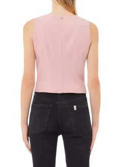 Top con bottoni rosa