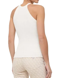 Top lavorato a maglia crema