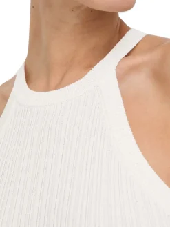 Top lavorato a maglia crema