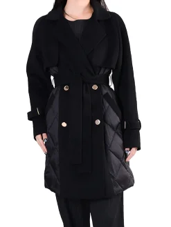 Trench con dettagli trapuntati nero