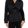 Trench crop Andrea belted nero