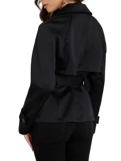 Trench crop Andrea belted nero