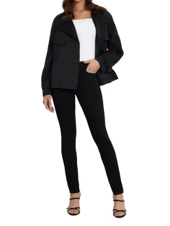 Trench crop Andrea belted nero