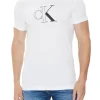 T-shirt a maniche corte con stampa logo frontale bianco