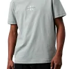T-shirt a maniche corte con logo ricamato grigio
