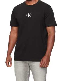 T-shirt a maniche corte con logo ricamato nero