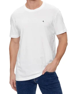 T-shirt a maniche corte con logo sul petto bianco