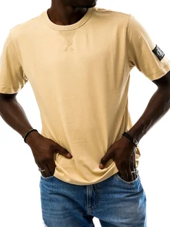T-shirt a maniche corte con badge del logo kaki