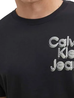 T-shirt a maniche corte con maxi logo sul petto nero