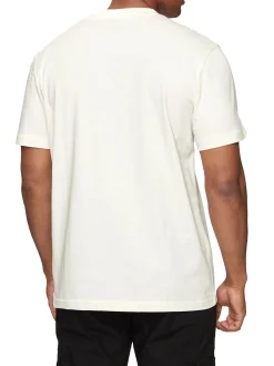 T-shirt a maniche corte con logo ricamato avorio