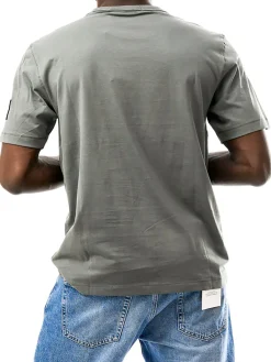 T-shirt a maniche corte con badge del logo grigio