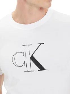 T-shirt a maniche corte con stampa logo frontale bianco