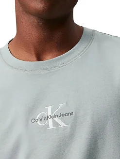 T-shirt a maniche corte con logo ricamato grigio