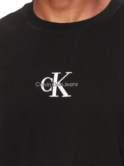 T-shirt a maniche corte con logo ricamato nero