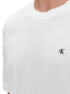 T-shirt a maniche corte con logo sul petto bianco