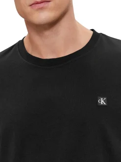 T-shirt a maniche corte con logo sul petto nero