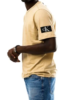 T-shirt a maniche corte con badge del logo kaki