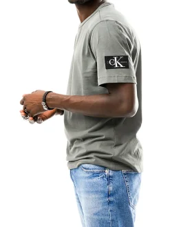 T-shirt a maniche corte con badge del logo grigio