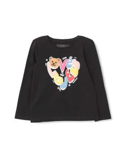T-shirt a maniche lunghe Guess con stampa Love nero