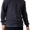 T-shirt a nido d'ape manica lunga slim blu