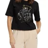 T-shirt Boxy Rhinestone nero