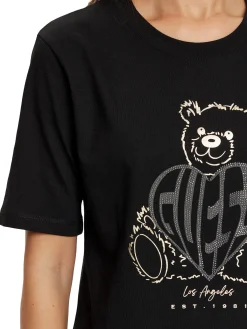 T-shirt Boxy Rhinestone nero
