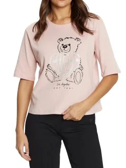 T-shirt Boxy Rhinestone rosa