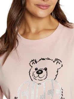 T-shirt Boxy Rhinestone rosa