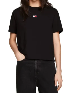 T-shirt classic fit boxy badge nero
