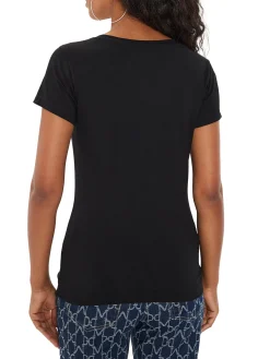 T-shirt con logo centrale glitter nero