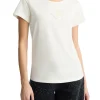 T-shirt con logo con strass bianco