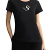 T-shirt con logo con strass nero