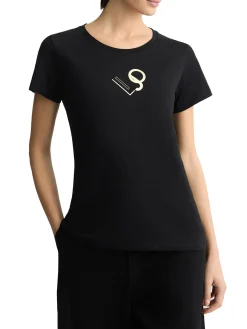 T-shirt con logo con strass nero