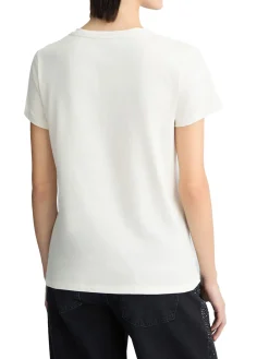 T-shirt con logo con strass bianco
