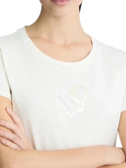 T-shirt con logo con strass bianco