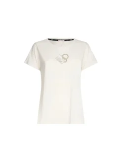 T-shirt con logo con strass bianco