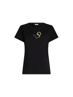T-shirt con logo con strass nero