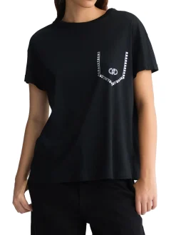 T-shirt con logo sul petto nero