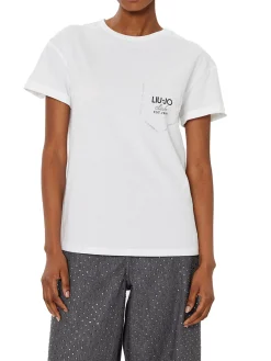 T-shirt con logo sul petto bianco