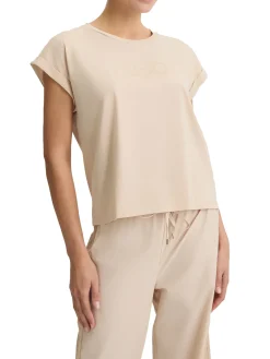 T-shirt con logo sul petto naturale