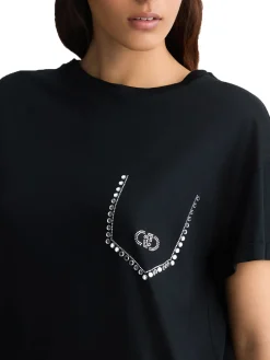 T-shirt con logo sul petto nero