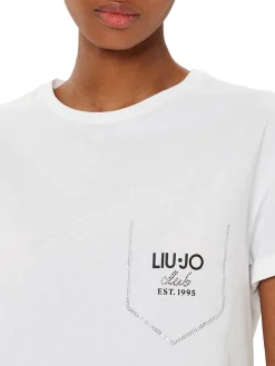 T-shirt con logo sul petto bianco