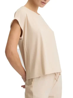 T-shirt con logo sul petto naturale