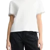T-shirt con maniche con strass bianco
