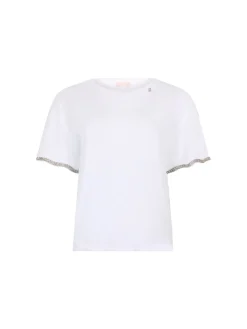 T-shirt con maniche con strass bianco